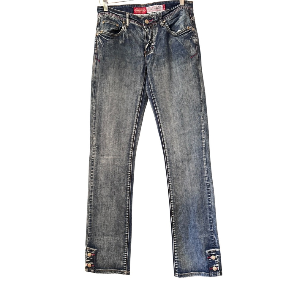 Farm Girl Gracie Button Bootcut Jeans 5 Blue Low Rise Barbed Wire Western‎ Y2K